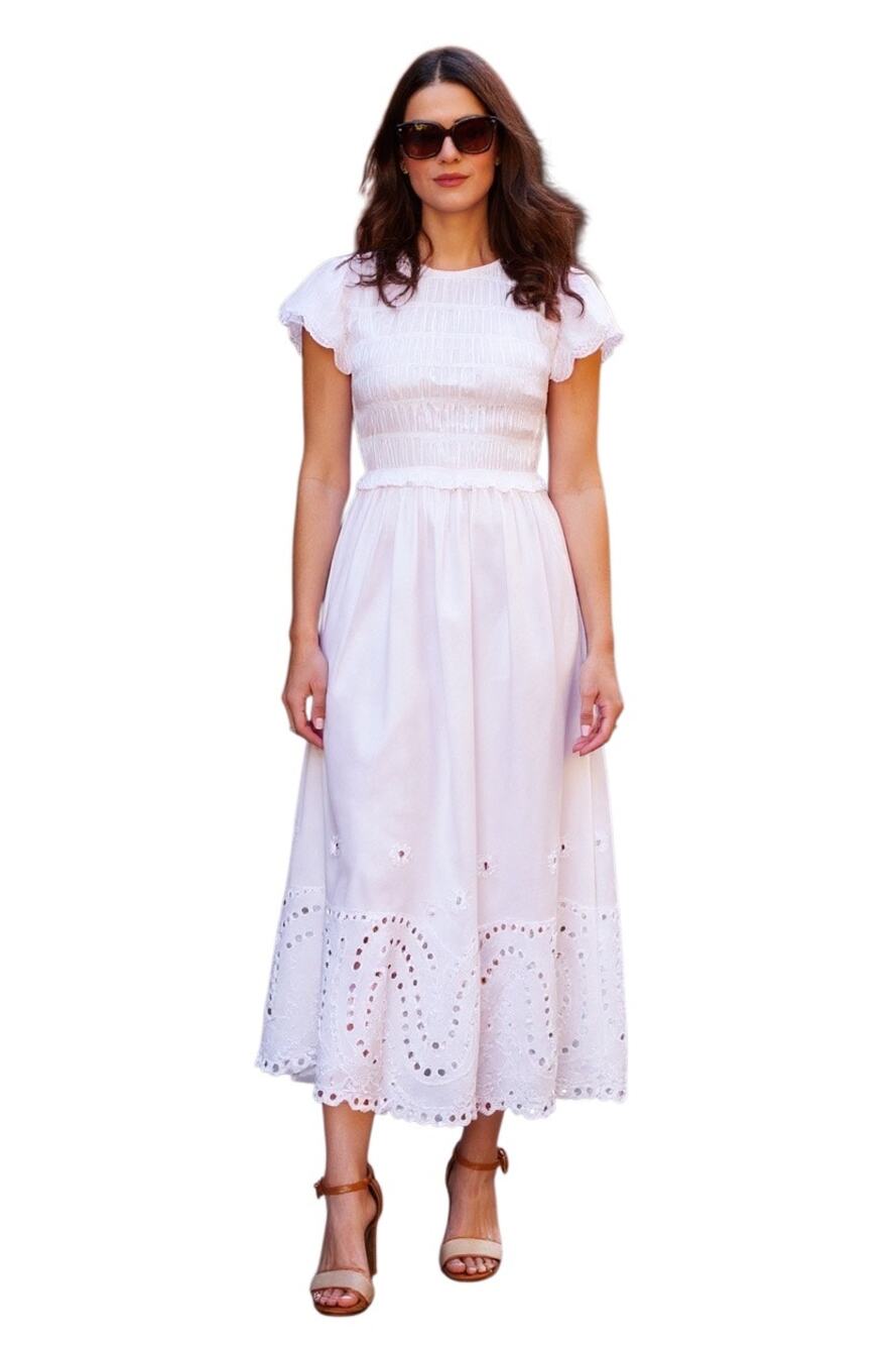 J.McLaughlin $268 Somerset White Embroidered Cotton Dress Size XS